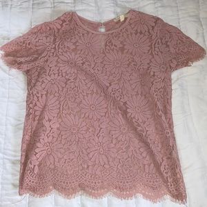 Dusty Rose Pink Lace Blouse